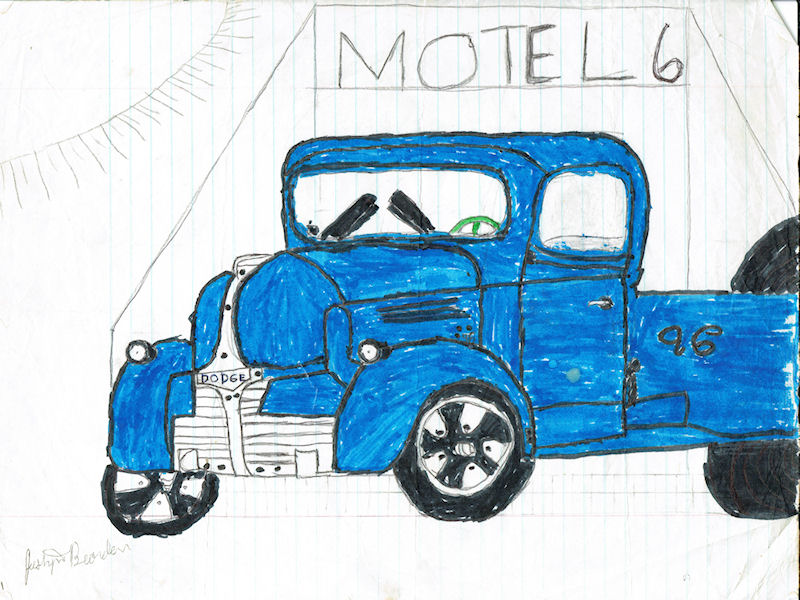 justyn school art blue truck